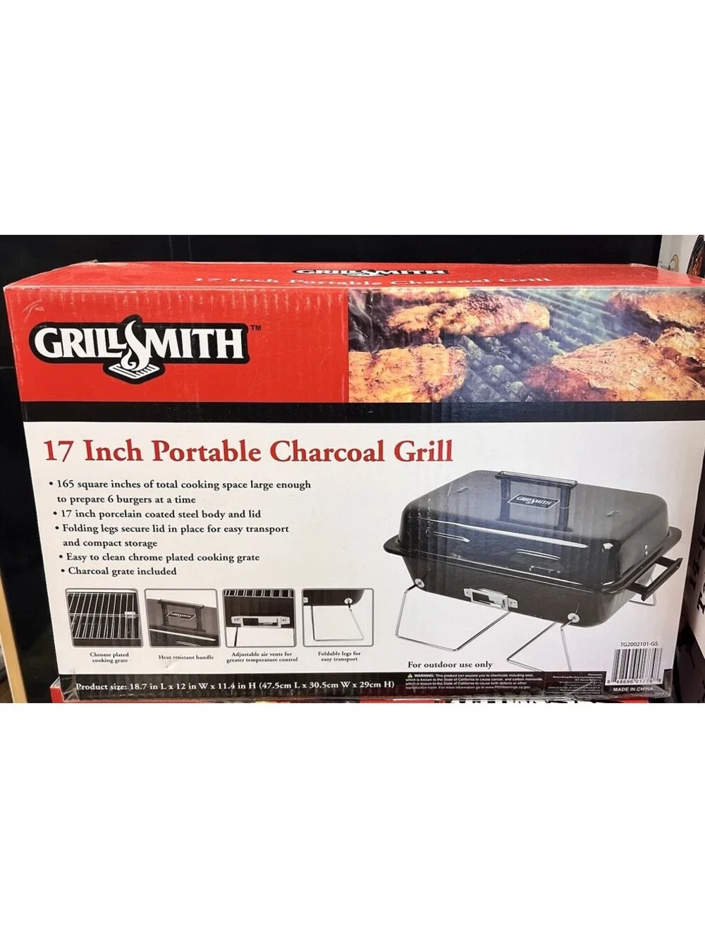 Grill Smith 17” Inch Portable Charcoal Grill NEW